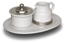 set: sukkerskål, fløtemugge, serveringsbrett